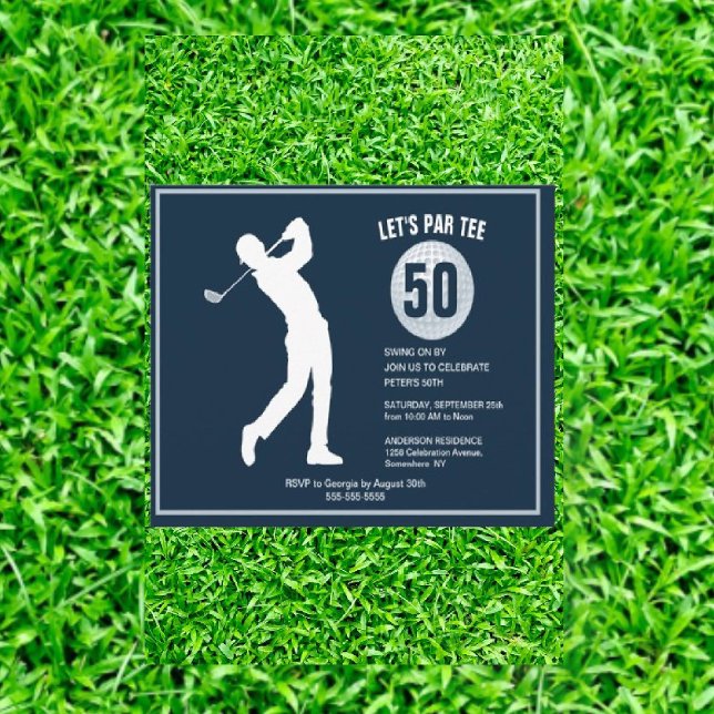 Convites 50º aniversário do Homem Marinho Golfer (Swing into Joy: Tee-rific Gifts for Dad!)