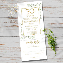 Convites 50º aniversário do Ouro Greenery RSVP