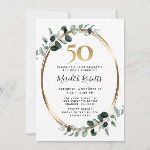 Convites 50º aniversário do Partido Metálico Dourado Euc