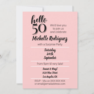 Convites 50º aniversário do Partido Moderno Rosa e Negro