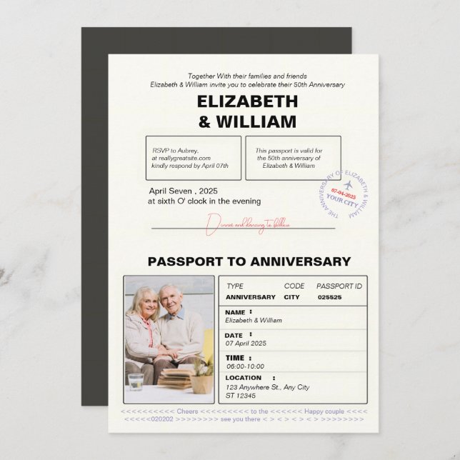 Convites 50º Aniversário do Passaporte Moderno (Frente/Verso)