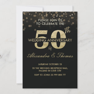 Convites 50º aniversário Dourado