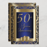 Convites 50º aniversário Dourado e Azul do Casamento | DIY<br><div class="desc">🥇 UM DESIGN DE ARTE DE DIREITOS AUTORAIS ORIGINAL, DE Donna Siegrist, DISPONÍVEL SOMENTE NO ZAZZLE! convites de festas de aniversário de casamento do OURO 50º prontos para você personalizar. 😊 Este produto é 100% personalizável. Gráficos e/ou texto podem ser adicionados, excluídos, movidos, redimensionados, mudados, rotacionados etc... (basta clicar na...</div>