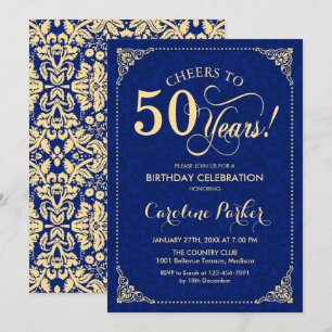 Convites 50º aniversário - Dourado Marinho Damask