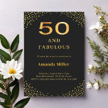 Convites 50º aniversário fabuloso do ouro negro<br><div class="desc">Um fundo preto clássico,  decorado com cantos de ouro. Personalize e adicione um nome e detalhes da parte.</div>