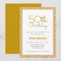 50º Aniversário Faux Dourada Glitter