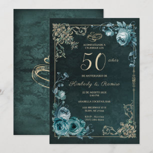 Convites 50º Aniversário Floral Vintage