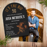 Convites 50º aniversário Foto de Boot do Chapéu do Cowboy<br><div class="desc">O 50º Aniversário Photo Cowboy Hat and Leather Boots Masculine Personalize Invitation apresenta um par de botas pretas de cowboy de couro pretas no chão com um cowboy castanho que escorria sobre o topo. Personalize ao contrário com sua foto favorita Criada pelo Evco Studio www.zazzle.com/store/evcostudio</div>