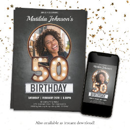 Convites 50º aniversário Foto personalizada do Aniversário 