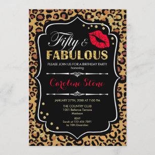 Convites 50º aniversário - Impressão Leopard Cinquenta e