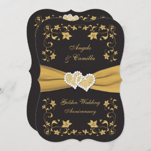 Convites 50º Aniversário Junto de Corações Convidam, Preto