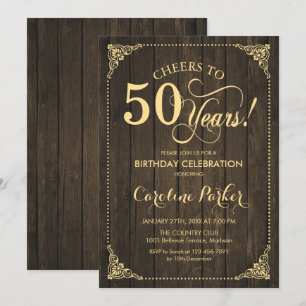 Convites 50º aniversário - Madeira russa Dourada