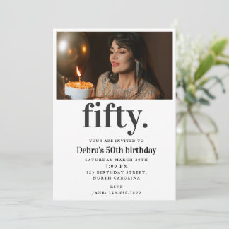 Convites 50º Aniversário Moderno Foto Personalizada