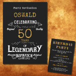 Convites 50º Aniversário Nascer Legendário Retro Dourado Pr<br><div class="desc">Para aqueles que celebram o seu 50º aniversário temos o convite de aniversário ideal com um sentimento de safra. O fundo preto com um design de design de tipografia de vintagem branca e dourada é simples e, no entanto, elegante com um toque retrorreflector. Personalize facilmente o texto deste presente de...</div>