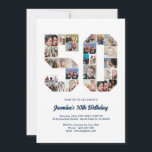 Convites 50º Aniversário Número 50 Colagem Personalizada de<br><div class="desc">Celebre o famoso 50º Aniversário com este belo convite. É um convite personalizado para colagem de fotos que permite criar um design verdadeiramente único e memorável. Este modelo personalizável permite inserir as suas próprias fotos prezadas, capturando os momentos preciosos da sua vida. Este convite é perfeito para comemorar seu quinquagésimo...</div>