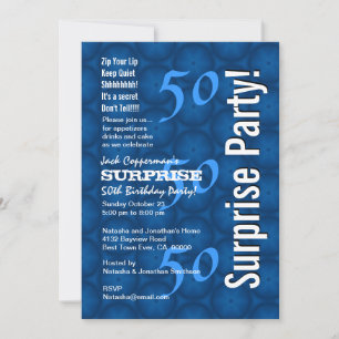 Convites 50º Aniversário Padrão Azul Moderno G209 SURPRE