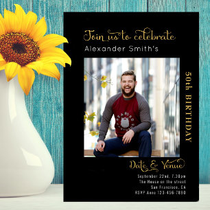 Convites 50º aniversário preto