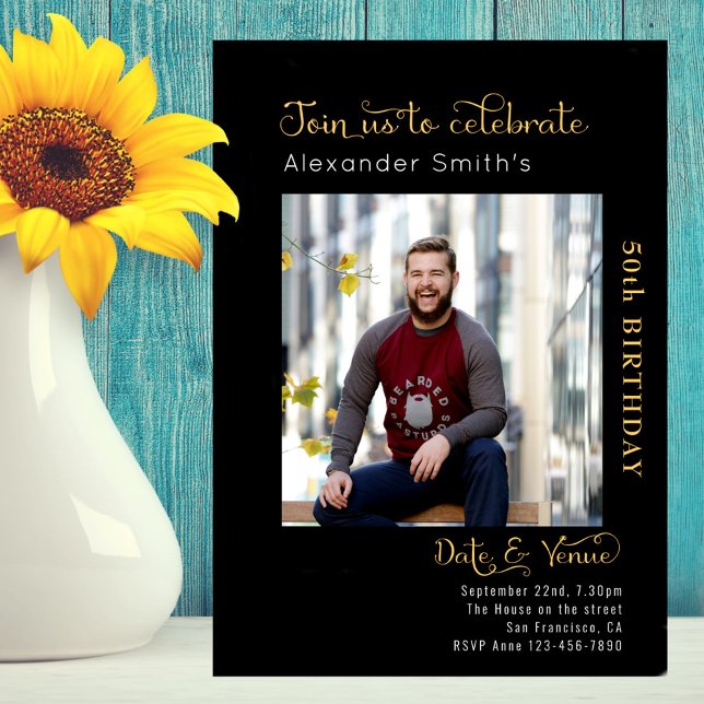 Convites 50º aniversário preto (Criador carregado)