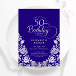 Convites 50º Aniversário Rosas de Prata Púrpura<br><div class="desc">Prata roxa elegante 50º convite de aniversário. Design clássico com rosas, folha prateada falsa e letra de script de tipografia. A Trendy convida o cartão perfeito para uma festa de na moda. Personalize com seus próprios detalhes. Pode ser personalizado para qualquer idade. Impressos convites Zazzle ou modelo de impressão digital...</div>
