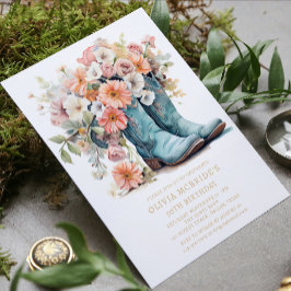 Convites 50º Aniversário Rustic Cowgirl Boots Flowers