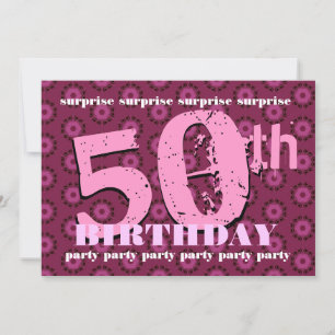 Convites 50º Aniversário SURPREE Flores Retrópicas Rosa 