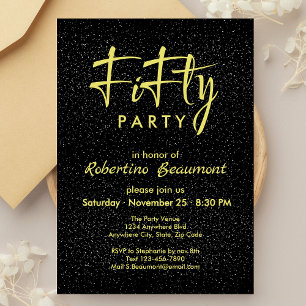 Convites 50º aniversário surpresa de homens negros e Dourad