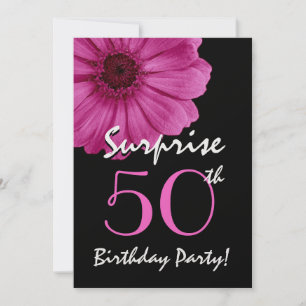 Convites 50º aniversário surpresa Gerbera Daisy Metálico