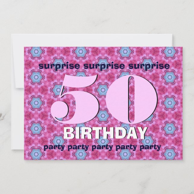 Convites 50º aniversário surpresa rosa e BLue V24 (Frente)