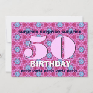 Convites 50º aniversário surpresa rosa e BLue V24