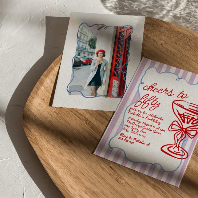 Convites 50º Champanhe Colorido Cinquenta Foto Aniversário (Criador carregado)