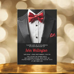 Convites 50º evento de aniversário de Tuxedo preto e vermel<br><div class="desc">Comemore em estilo com este Convite de Aniversário de Tuxedo Negro e Vermelho, exuando elegância e sofisticação. Os elegantes antecedentes negros e os sotaques deram o tom para um caso luxuoso, perfeito para uma celebração de marco. Com seu refinado design, inspirado em tuxedo, esse convite capta a essência de uma...</div>