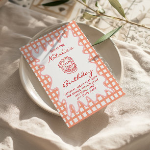 Convites 50º Quadro Desenhado à Mão Anos 70 Moldura Ondulad