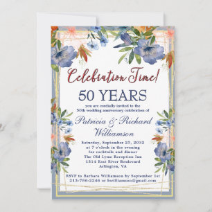 Convites 50º (Qualquer Ano) Aniversário de Casamento Chic F