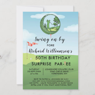 Convites 50º Tema de Golfe dos Homens da Festa de aniversár