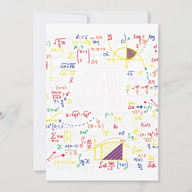 Convites 50.ª Raiz Quadrada De Aniversário De 2500 50 Anos (Frente)