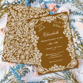 Convites 50.º Aniversário, Branco e Castanho, Banho Botânic