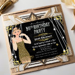 Convites 50.º Aniversário da Garota Flapper Deco Gatsby<br><div class="desc">Celebrar como fizeram nos anos vinte com nosso convite fabuloso e inspirado em Gatsby. Quer você esteja planejando uma festa de solteira ou uma festa de aniversário,  leve seu evento de volta no tempo para a fabulosa era da Arte Deco e uma vida esbanjada.</div>