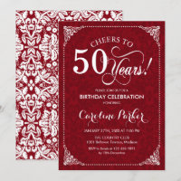 50.º aniversário - Damasco Branco Vermelho