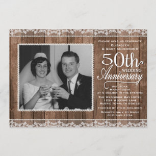 Convites 50.º aniversário de casamento da Rússia Lace Br