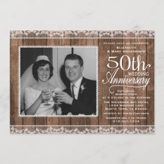 Convites 50.º aniversário de casamento da Rússia Lace Branc