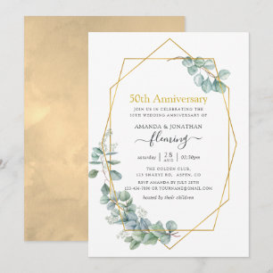 Convites 50.º Aniversário de Casamento Geométrico Eucalyptu