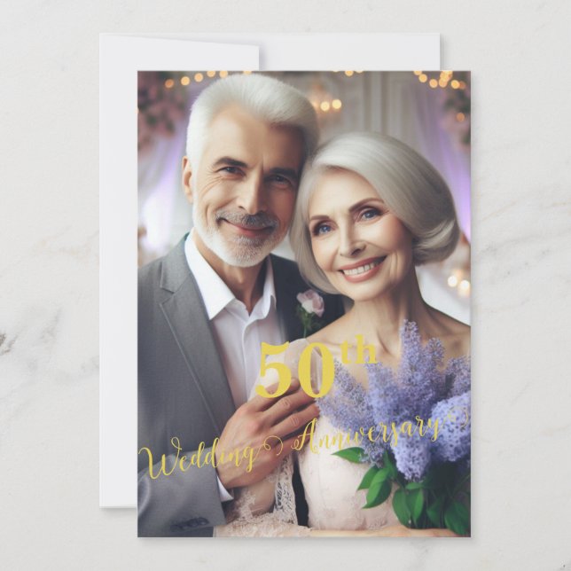 Convites 50.º aniversário de casamento Lilac Vineyard | Fot (Frente)