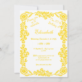 Convites 50.º Aniversário Dourado Floral Botânico Branco