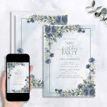 Convites 50.º Aniversário Dusty Blue Watercolor Floral<br><div class="desc">Celebre seu 50º aniversário em estilo com este belo 50º aniversário Dusty Blue Watercolor Convite Floral Dourado! Apresentando elegantes elementos botânicos florais azuis e eucaliptos poeirentos e um quadro azul empoeirado contra um fundo de aquarela único, este convite deve encanar seus convidados. Além disso, você pode personalizar os detalhes do...</div>