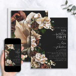 Convites 50. º aniversário Magnolia Neutral Negra Escura Ma<br><div class="desc">Tratem o seu amado a um dia que nunca se esquecerão com este espantoso 50º Aniversário da Magnólia Neutra Negra Magnética Floral! Perfeito por adicionar um toque de elegância moderna ao grande evento, este convite apresenta fotografias de flores reais num tema lindo e neutro de tons de terra, dando a...</div>