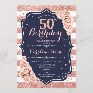 Convites 50.º aniversário - Marinho Rosa Dourado e faixas b