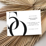 Convites 50.º aniversário minimalista preto e branco modern<br><div class="desc">Convite moderno minimalista de 50 anos com design simples com tipografia quic e roteiro elegante.</div>