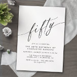 Convites 50.º aniversário mínimo moderno de preto e branco<br><div class="desc">Convites formais de 50 anos com "cinquenta" texto em um roteiro de caligrafia. Fonte preta sobre um fundo branco nítido.</div>