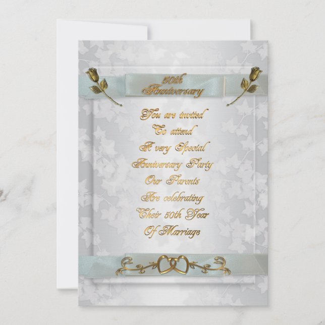Convites 50.º Aniversário para rosas de ouro convidados pel (Frente)