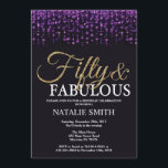 Convites 50.º Aniversário Roxo e Dourada<br><div class="desc">50º convite de aniversário. Cinquenta e fabulosa. Roxo Preto e Dourada Brilhante. Festa de aniversário adulta. Para Homens ou Mulheres. Para mais personalização,  clique no botão "Personalizar" e use nossa ferramenta de design para modificar este modelo.</div>